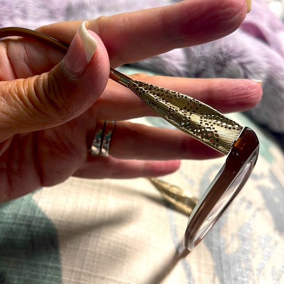 BURBERRY CARAMEL COLOR EYEGLASSES WITH GOLD METAL TEMPLES, CASE & CLEANI… - Picture 7 of 13